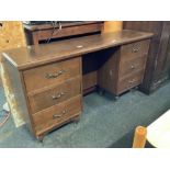 NARROW WOODEN 6 DRAWER UNIT WITH KNEEHOLE