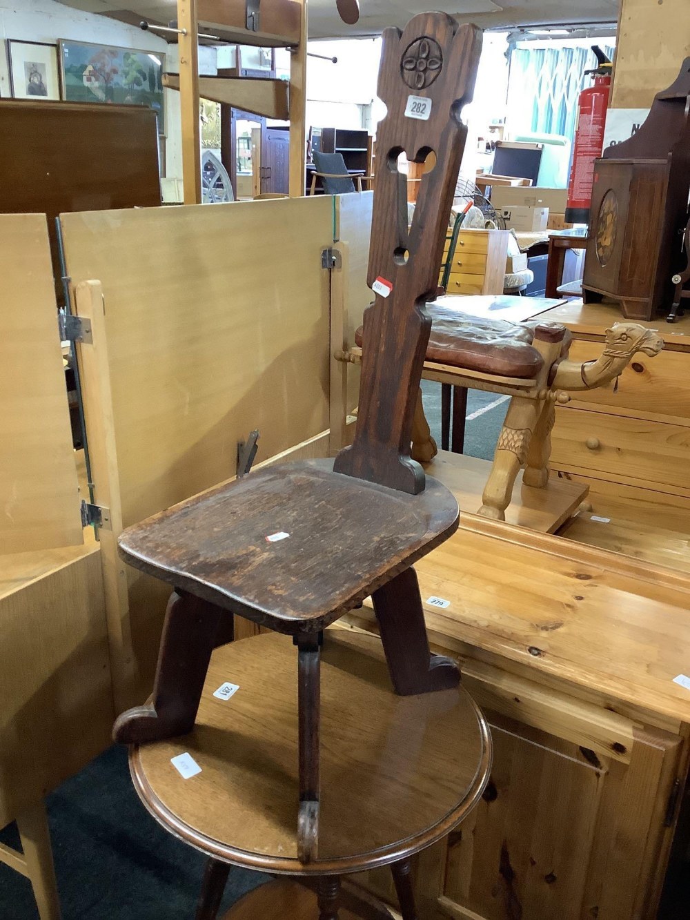 ANTIQUE WELSH CARVED SPINNING CHAIR IN GOOD CONDITION