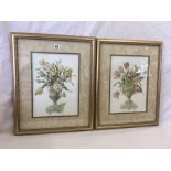 PAIR OF STILL LIFE PICTURES OF VASES OF TULIPS IN DECORATIVE FRAMES AND MOUNTS