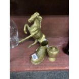 VERY HEAVY BRASS REARING HORSE,