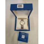 ALMOST NEW GENTS ROTARY WRIST WATCH IN BOX WITH PAPERWORK