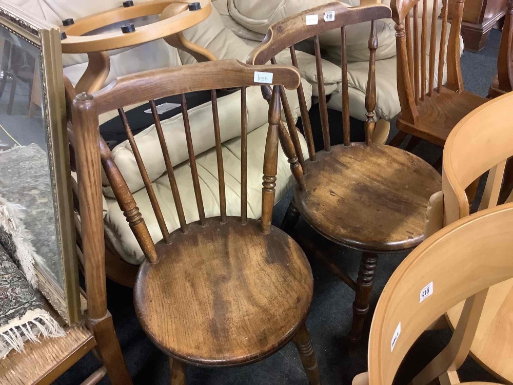 MATCHING PAIR OF BEECH WOOD STICK BACK CHAIRS WITH TURNED LEGS - Image 5 of 5