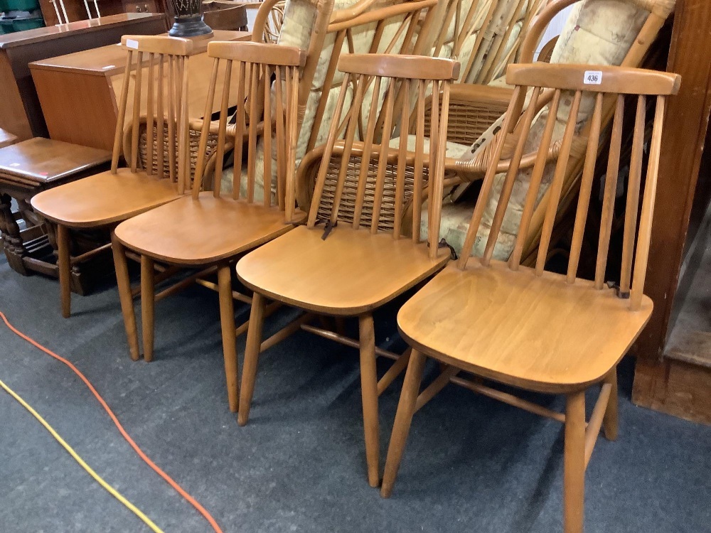 SET OF 4 STYLISH BEECH WOOD DINING CHAIRS