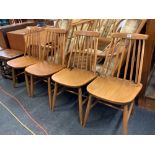 SET OF 4 STYLISH BEECH WOOD DINING CHAIRS