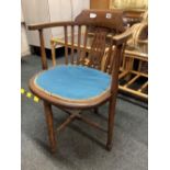 ARTS & CRAFTS STYLE MAHOGANY CARVER CHAIR,