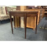 INLAID GEORGIAN MAHOGANY SIDE TABLE WITH FOLDING TOP APPROX 36" DIA