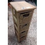 SMALL WOOD & WICKER STORAGE UNIT