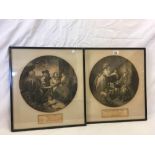 PAIR OF ANTIQUE BLACK AND WHITE STIPPLE ENGRAVINGS AFTER GEORGE MORLAND.