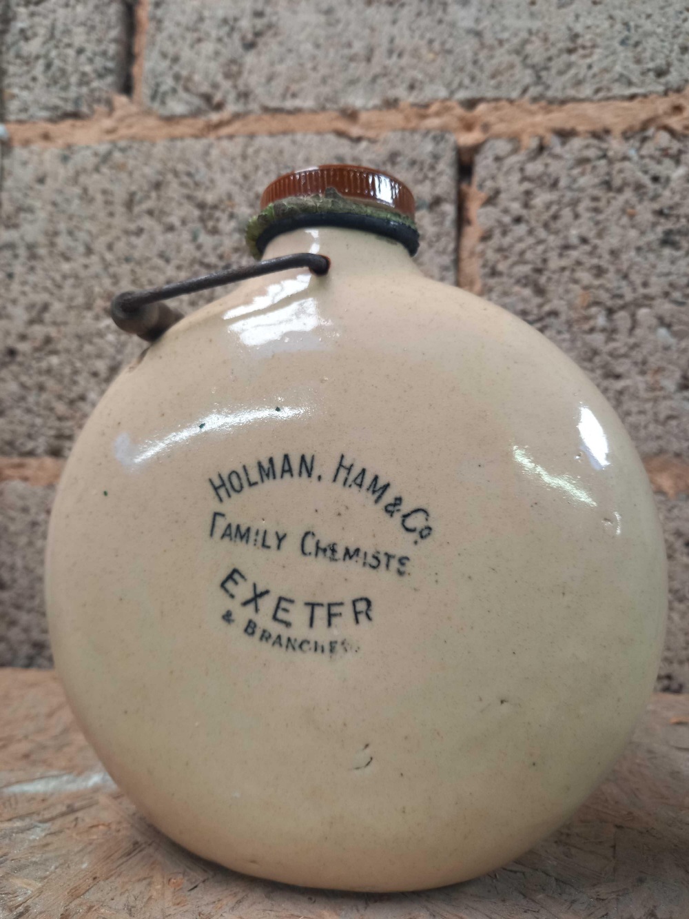 ROUND STONEWARE HOT WATER BOTTLE BY HOLMAN, HAM & COMPANY, - Image 2 of 3