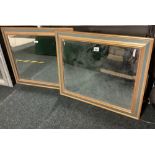 MATCHING PAIR OF WOOD FRAMED BEVELLED EDGE MIRRORS