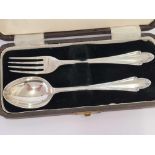 SILVER FORK & SPOON IN PRESENTATION BOX,