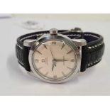 1950'S STAINLESS STEEL OMEGA SEAMASTER GENTS WRIST WATCH WITH BUMPER MOVEMENT & GENUINE OMEGA