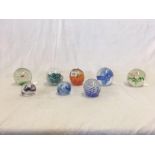 8 GLASS PAPERWEIGHTS