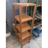 WOODEN OPEN SHELF SLATTED UNIT 14.