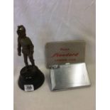 MOSDA STANDARD LIGHTER CASE & A KNIGHT IN ARMOUR MUSICAL TABLE LIGHTER