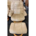 EKORNES SWEDISH RECLINING & REVOLVING ARMCHAIR WITH MATCHING FOOT REST
