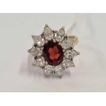 9ct GARNET RING, 4.