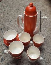 RED COLOURED COFFEE SET BY CARLTONWARE
