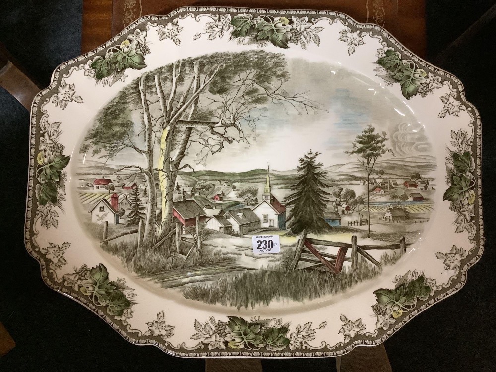 LARGE HIGHLY DECORATED TURKEY PLATTER BY JOHNSON BROTHERS TITLED 'THE FRIENDLY VILLAGE' - Image 2 of 3