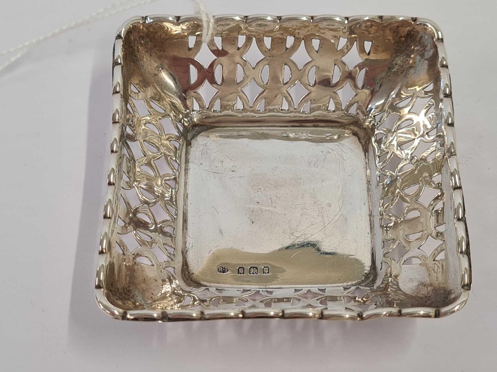 SQUARE SILVER PIERCED DISH, LONDON 1933 BY RP, - Image 2 of 2