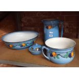 BLUE FRUIT DECORATED WASH STAND SET A/F