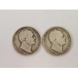 2 1836 HALF CROWNS