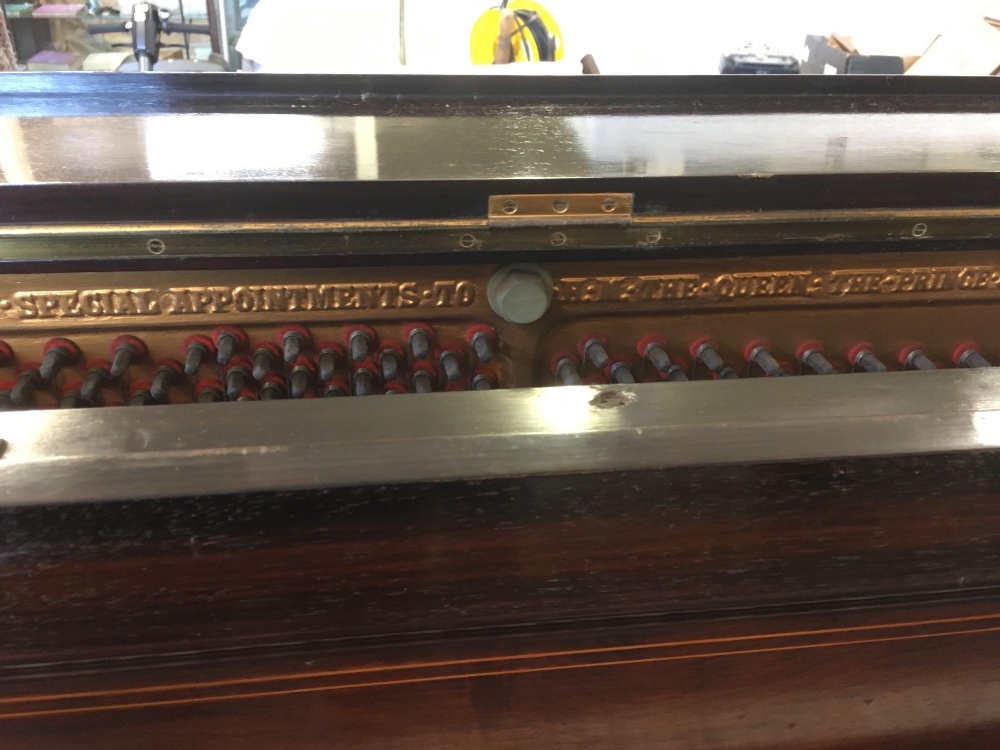 LATE VICTORIAN MAHOGANY UPRIGHT PIANO WITH BRASS CANDLESTICKS BY JOHN BROADWOOD & SONS (WITHDRAWN) - Image 4 of 5