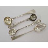 4 SILVER SPOONS, 2 MUSTARD OR SALT,