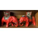 MATCHING PAIR OF RED POTTERY ELEPHANT PLANTERS/VASES