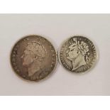 1821 SIXPENNY PIECE & 1826 GEORGE IV SHILLING