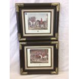 PAIR OF COLOURED PRINTS OF 18THC HUNTING SCENES,
