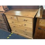 MODERN STRIPPED PINE CHEST OF 3 LONG & 2 SHORT DRAWERS,