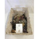 RAFFIA CARTON OF MISC COSTUME JEWELLERY