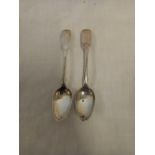 A PAIR OF VICTORIAN EXETER SILVER TEA SPOONS 1847,