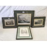 3 LOCAL ANTIQUE COLOURED ENGRAVINGS; 1] “THE PRINCE OF ORANGE LANDING IN TORBAY”, AFTER TURNER,