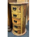 CYLINDRICAL MEXICAN PINE CHEST OF 5 DRAWERS