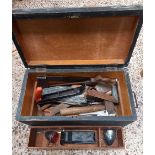SMALL WOODEN TOOL CHEST WITH CONTENTS