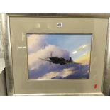 F/G MOUNTED PRINT OF A WW II SPITFIRE BY BARRY G PRICE