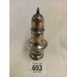 A GEORGIAN STYLE SILVER PEPPER CASTER,