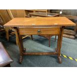 CARVED OAK SIDE TABLE WITH DRAWER