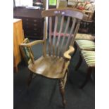 HIGH BACKED BEECH WINDSOR CHAIR,