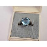 SILVER & AQUAMARINE RING,