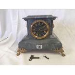 GREY MARBLE MANTLE PIECE CLOCK WITH GILT FITTINGS