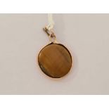 ANTIQUE TIGER'S EYE PENDANT IN 9ct GOLD MOUNT