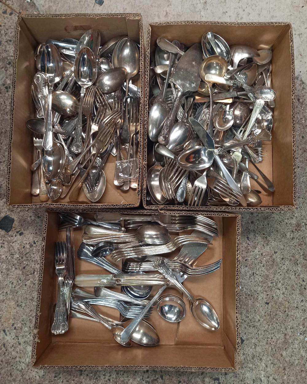 3 CARTONS OF NICKEL & PLATED CUTLERY