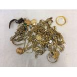 CARTON OF MISC GOLD COLOURED COSTUME JEWELLERY