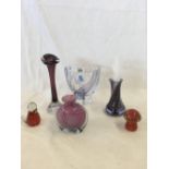 SHELF WITH DECORATIVE GLASSWARE INCL;