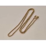 A 9ct GOLD BOX LINK NECK CHAIN,