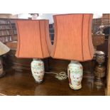 PAIR OF MODERN ORIENTAL CERAMIC TABLE LAMPS & SHADES,