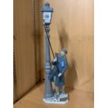 TALL FIGURINE OF A GENTLEMAN 'THE LAMP LIGHTER' WITH BOX